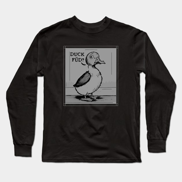 cute duck, funny duck, duck food Long Sleeve T-Shirt by AdaleCreates